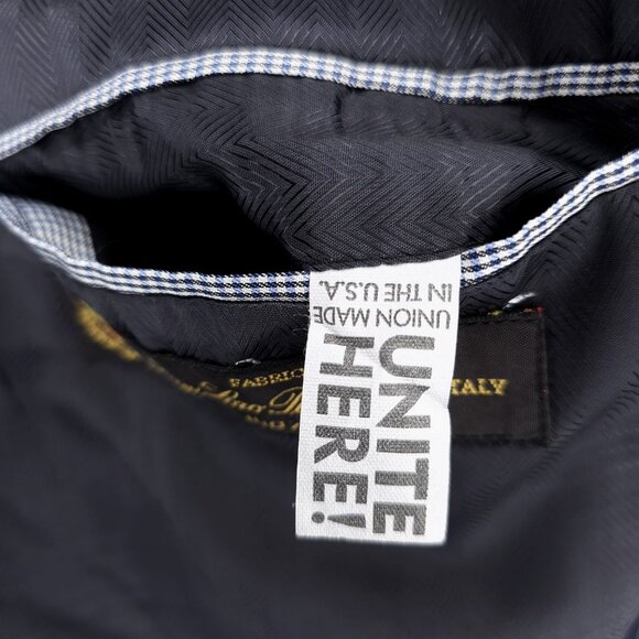 Unbranded Loro Piana Fabric Super 120's 100% Wool Jacket Blue Striped 46 X - Picture 6 of 7